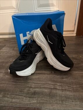 Hoka Black and White Cushioned Trainers